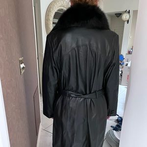 Black leather long coat